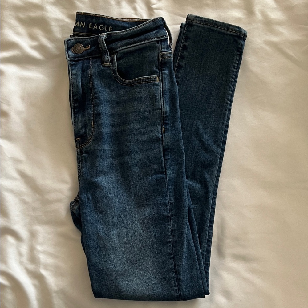American Eagle Outfitters Women's Dark Blue Skinny Jeans 0-Short